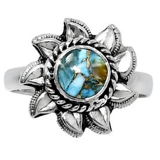 Natural Spiny Oyster Turquoise 925 Sterling Silver Ring Size 9  Wholesale