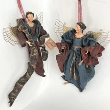 2 Vintage Angels Material Mache Metal Wings Choir Of Angels Bombay 14 And 16 In