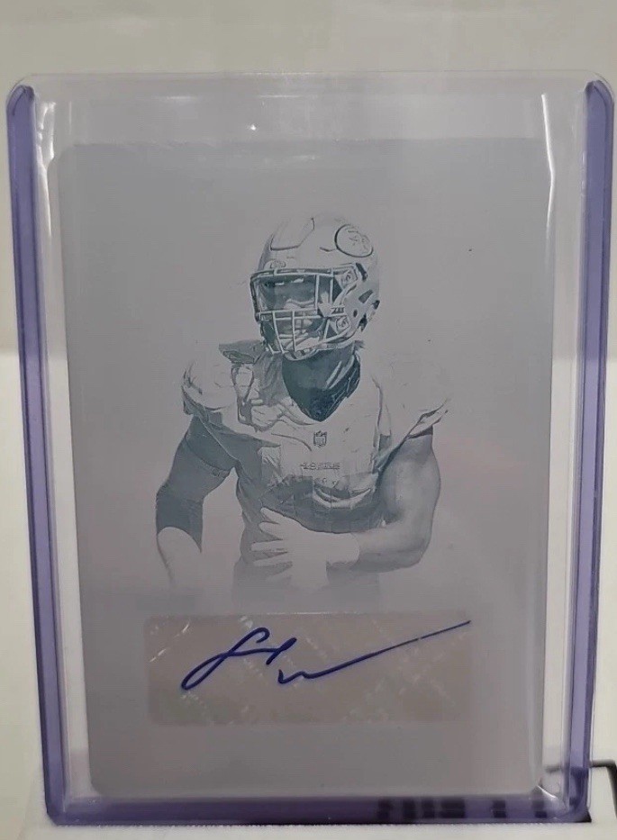 2018 Panini National Treasures Fred Warner #157 Rookie Printing Plate 1/1 Auto view 1