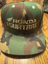 Vintage Honda FourTrax Hat Cap Snap Back Camo Trucker Patch Mens Green 90s NOS