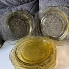 6 Vintage Depression Glass Yellow Amber Federal Glass Madrid 9” Salad  Plates