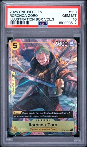 Roronoa Zoro Illustration Box Vol. 3 OP07-113 One Piece Promo PSA 10