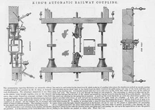 King's Automatic Railway Coupling Antique Engineering Print 1876