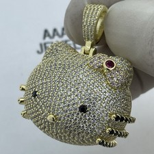 REAL 925 SOLID STERLING SILVER CUBIC ZIRCONIA HELLO KITTY PENDANT