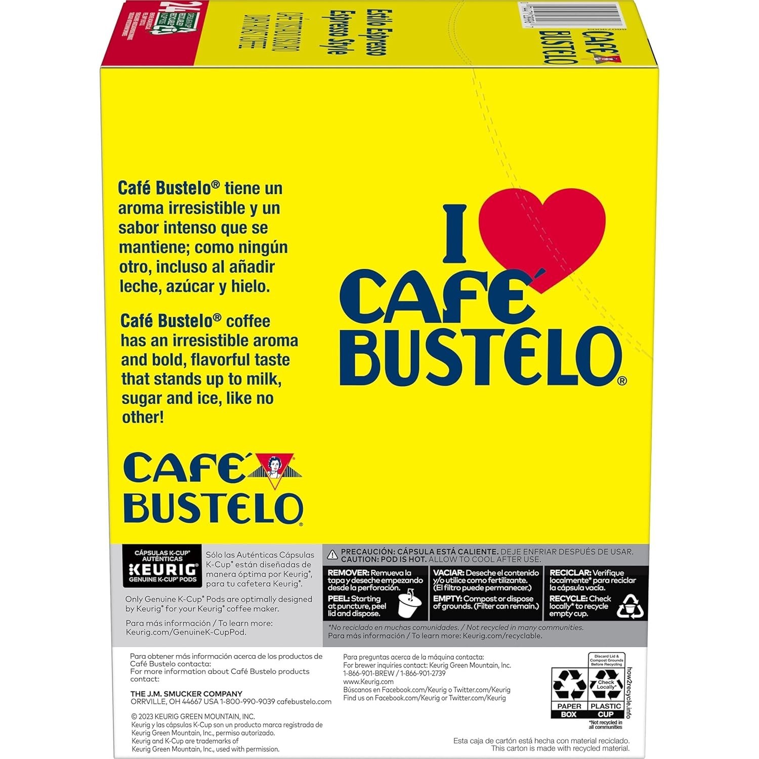 Café Bustelo Espresso Style, Dark Roast Coffee, Keurig K-Cup Pods, 96 Cou