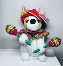 Animated 12" Mariachi Puppy Singing Macarena Dog Dancing Plush Maracas