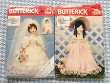 Lot 2 uncut 1985 patterns VICTORIAN SOFT DOLLS wedding gown, dress, parasol, hat