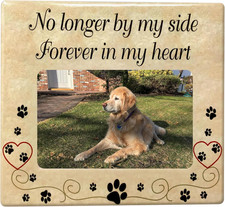 Pet Memorial - Ceramic Picture Frame - No Longer by My Side Forever in My Heart