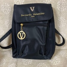 Bernardo Valentino Italy Mini Backpack Black V Logo Charm