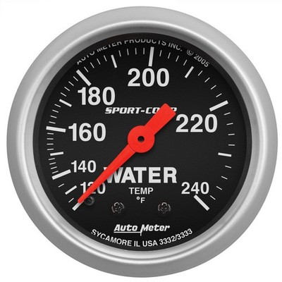 AutoMeter 3332 GAUGE, WATER TEMP, 2 1/16'', 120-240?F, MECHANICAL, SPORT-COMP