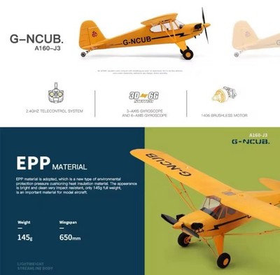 A160 J3 Skylark RC Airplane 2.4GHz 3D 6G Brushless EPP Plane