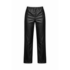 PrettyLittleThing Black Faux Leather High Waisted Straight Leg Pants US 12 NWT