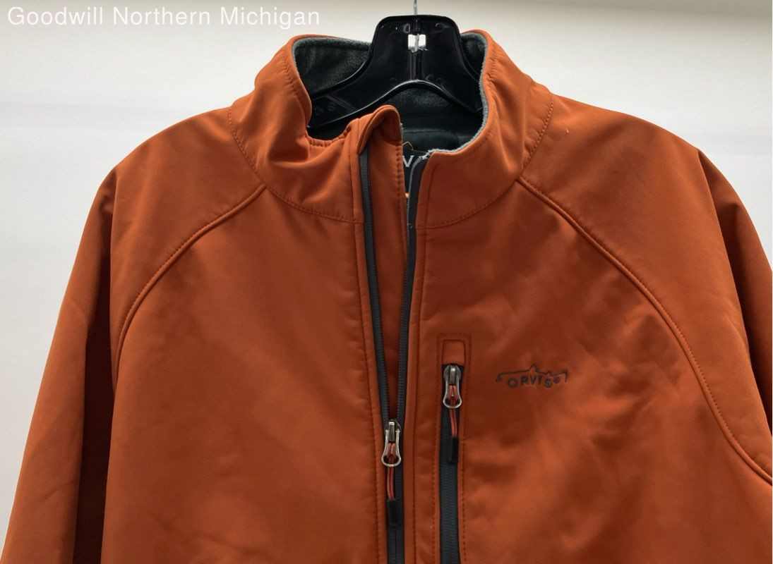 Orvis Men's Orange Solid Softshell Jacket Full Zi… - image 3