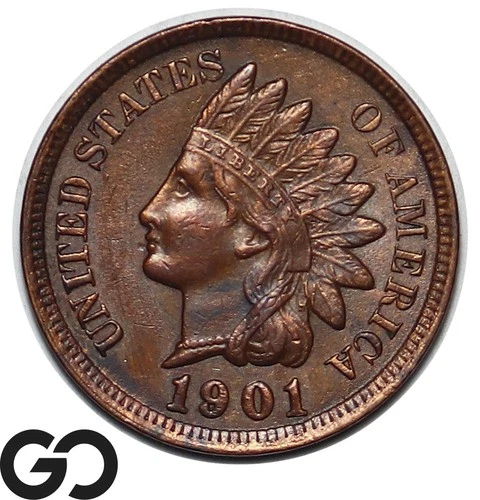 1901 Indian Head Cent Penny Choice AU