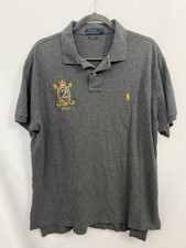 Polo Ralph Lauren Gray Polo Shirt with Embroidered Crest and Logo Mens Size XL