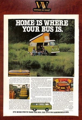 1978 Volkswagen Campmobile Bus Vintage Print Ad - Home Is Where Your Bus Is