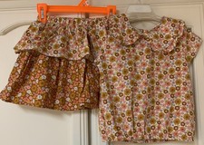 Wonder Nation Girls 2 Piece Set Sz 5T Top  Ruffle Skirt Floral EUC 