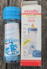 Vintage Evenflo Clear Decorated Nurser 8 oz Baby Bottle Trial Kit