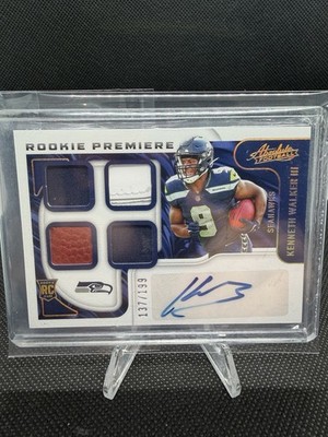 Panini Absolute Kenneth Walker III #218 Auto Mem /199 Seahawks