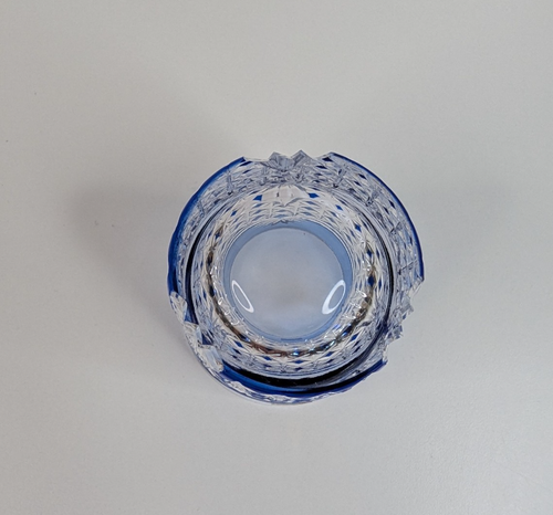 Kagami Crystal Whiskey Rocks Glass Edo Kiriko Basket Drape Japan Blue No Box - Picture 8 of 10
