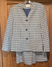 VTG Pendleton Size 8 100 Virgin Wool Plaid Lined Blazer  Skirt Suit Set Navy
