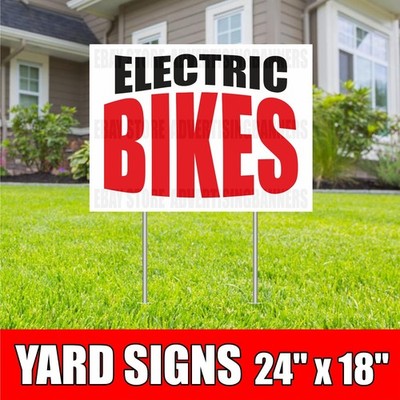 ELECTRIC BIKES Yard Sign with H-Stakes Rental Bicycle Scooter Shop Rent
