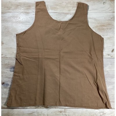 Aries & Taurus Brown Cotton Scoop Neck Tank Top Made in USA Womens Large