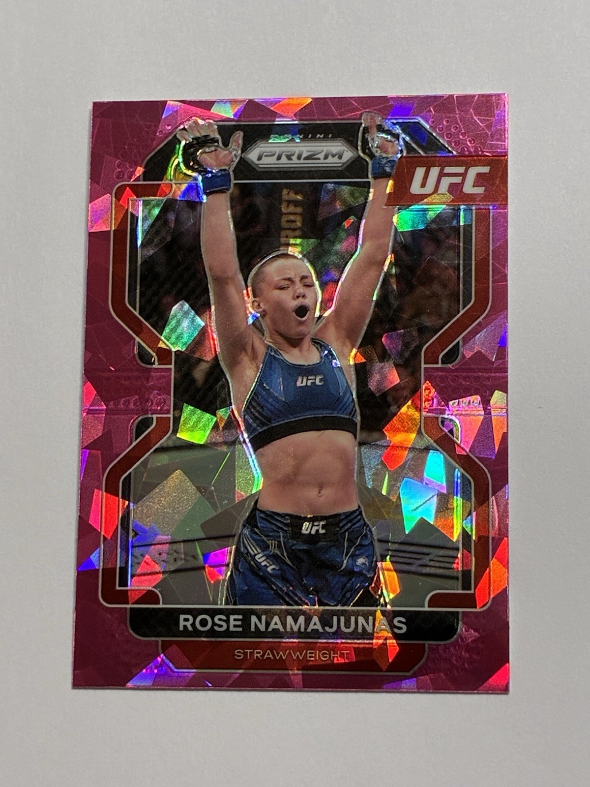 2022 Panini UFC Prizm Rose Namajunas Pink Ice Prizm Parallel Card #142