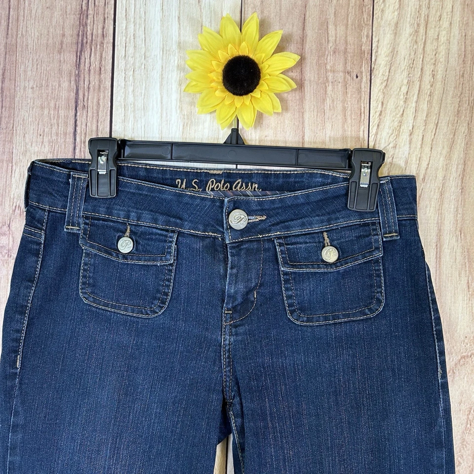 Vintage US Polo Assn Women's Low Rise Flare Denim Blue Jeans Size 5/6 Small - Image 3 of 4
