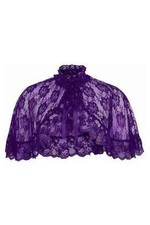 Purple Lace Ruffle Cape Capelette Goth Witchy Vampire Occult Victorian Medieval