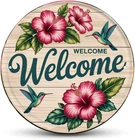 Welcome Hibiscus Hummingbird Tin Metal Signs Home Décor Vintage Hawaiian tropica