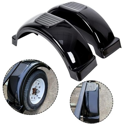 ECOTRIC 2 Pcs Trailer Fenders W/Steps Compatible with 13'' Black, Black 