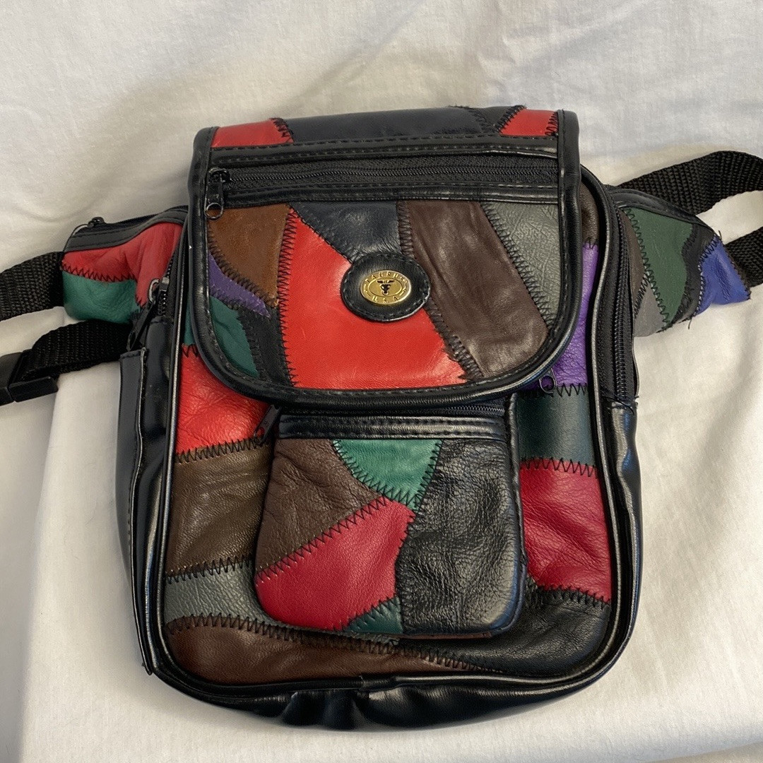 Taurus USA ~ Leather Colorblock Patchwork Fanny P… - image 1