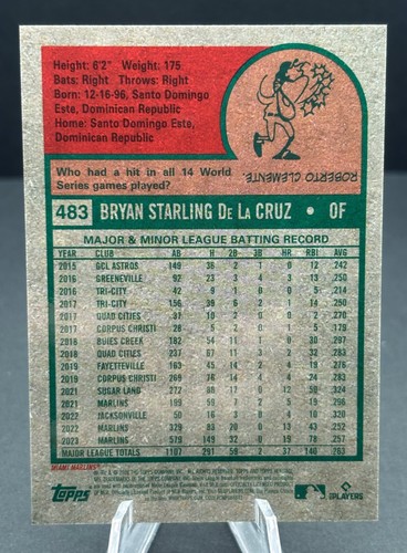 2024 Topps Heritage numero alto - Bryan De La Cruz #483 cromato /699 - Foto 2 di 2
