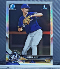Justin Jarvis 2018 1st Bowman Chrome Draft REFRACTOR SP #BDC-104 - Brewers RC