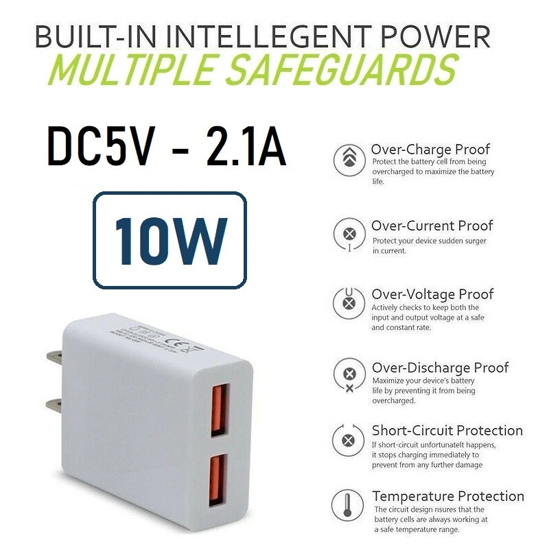 2x 10W DUAL USB Wall Charger Cube for Apple iPad 2 3 4 Air 1 2 Mini 2/3/4 [SS10 - Image 2 of 4