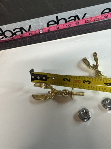 2 Eagle Trophy Topper or Base Trim Accent Screw On Mount Gold Tone Metal Award - Picture 15 of 18