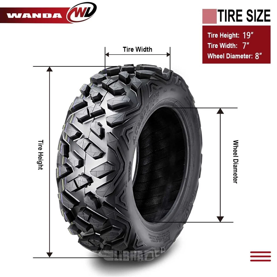 4 WANDA ATV tires 19x7-8 19x7x8 fit for 2003-2006 Kawasaki KSF80A/KFX80 - Image 4 of 4