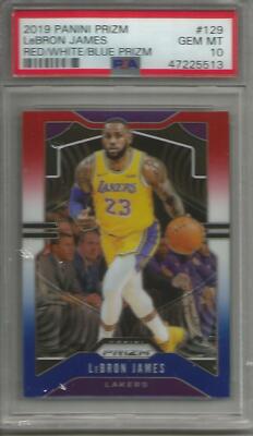 LeBron James 19/20 Panini Prizm Red-White-Blue Prizm PSA 10 | eBay
