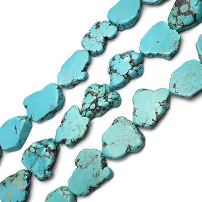 Blue Magnesite Turquoise Freeform Slab Slice Beads 30mm 35mm 40mm 15.5'' Strand