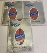 3PAIR VINTAGE FASHION ELEGANCE DAYSHEER PANTY HOSE SANDALFOOT 100-150 ROSE NYLON