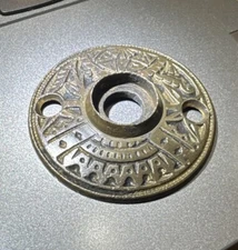 Antique Vintage Branford BRONZE Oriental Door Knob  Rosette Plates B-11721
