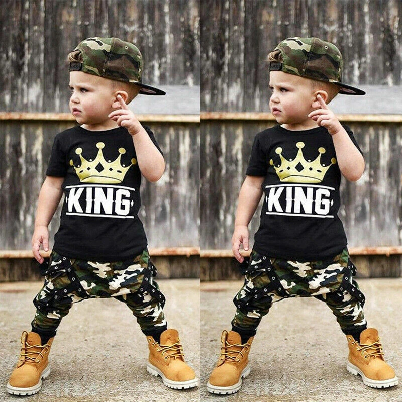 Newborn Toddler Infant Baby Kids Boys Clothes T-shirt Tops+Pants Outfits  Set