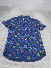 J.Crew Shirt Mens Small Printed Short Sleeve Blue Flex Washed Cotton NEW