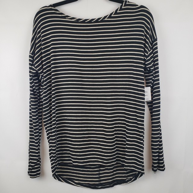 BP Nordstrom Women's Long Sleeve Shirt Striped Peekaboo Back Size S NWT