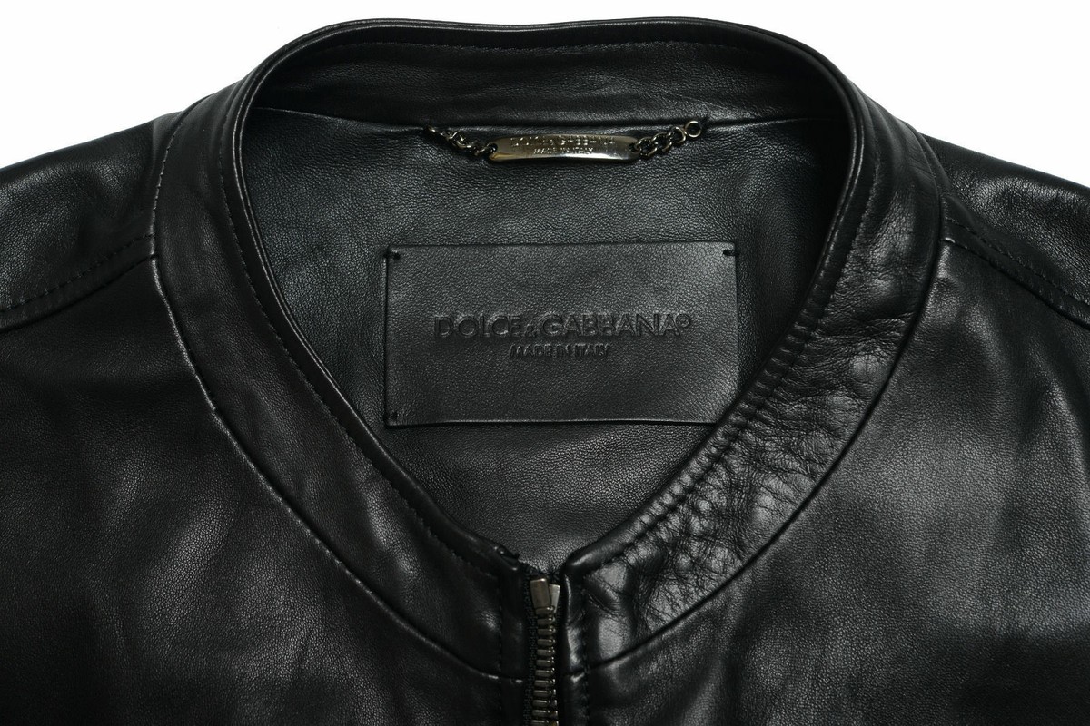 Dolce & Gabbana Men's Black 100% Leather Full Zip Basic Dolce & Gabbana Men's Black 100% Leather Full Zip Basic