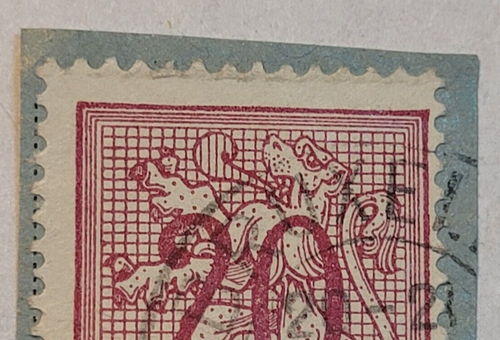 Franqueo Bélgica ~ Cresta del León ~ Sello Rojo 20FR ~ Publicado/Usado ~ c.1951 ~ G01 - Imagen 2 de 6