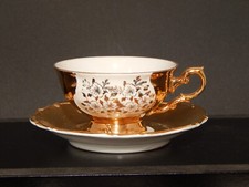 ANTICA ROCAILLE TAZZA TE' PORCELLANA BIANCA E ORO ZECCHINO BAVARIA