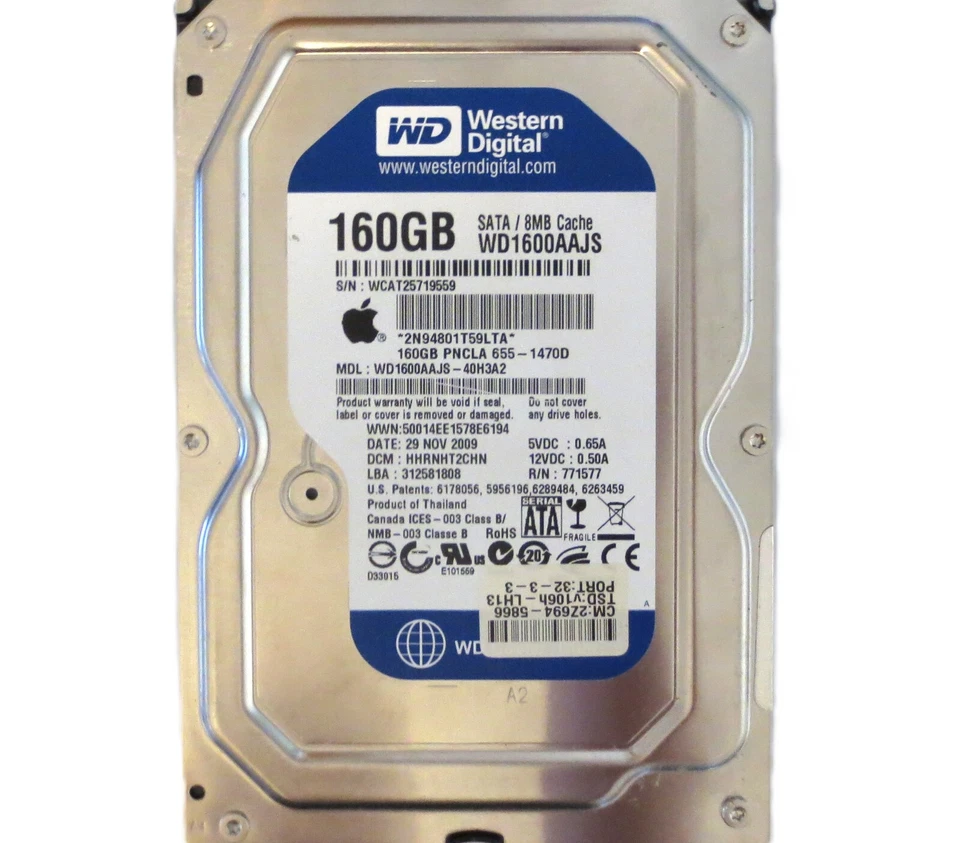 WD WD1600AAJS-40H3A2 HHRNHT2CHN (WCA) Thailand 160gb 3.5" Sata HDD 29NOV2009 - Image 2 of 2