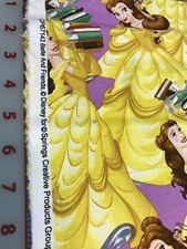 Disney "Beauty  Beast - Belle w/Books" 100 Cotton Fabric 30" Length